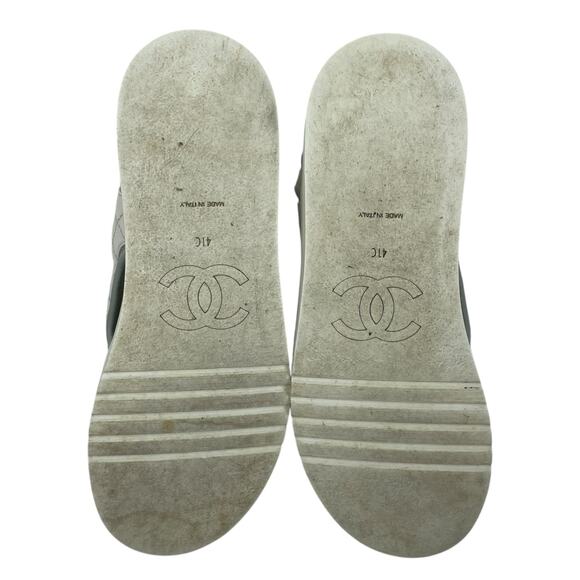 Chanel Goatskin Fabric Quilted Gladiator Dad Sandals White Gray Size 41C - Picture 10 of 13